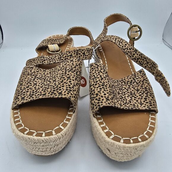 Size 10 Universal Thread Morgan Leopard Print Espadrille Wedge Woven Heel 3in - Picture 2 of 8